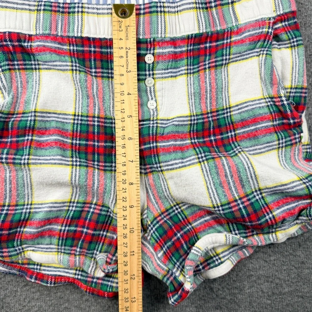 Aerie Women's M Medium Plaid Flannel Pajama Shorts Red Green White